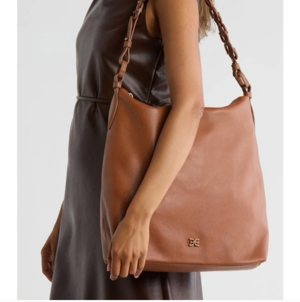 Sam Edelman Caramel Brown Large Leather Hobo Women's Shoulder Bag New